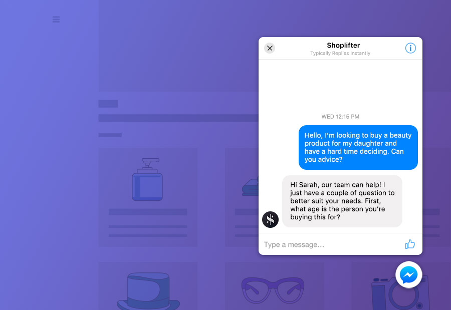 facebook chat on website